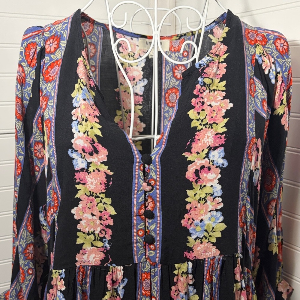 Umgee Floral Boho Dress - Blue and Pink - Picture 3 of 8